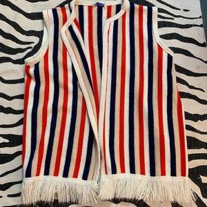 Vintage Americana Sweater Vest with Fringe